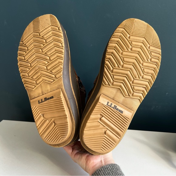 LL BEAN Brown Leather Rubber Rain Snow Boots Size 8 - Picture 6 of 10